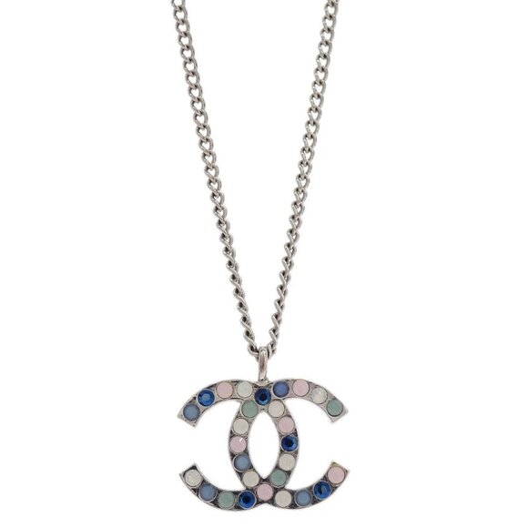 Chanel CC Chain Necklace Pendant Rhinestone Silver - Picture 1 of 4